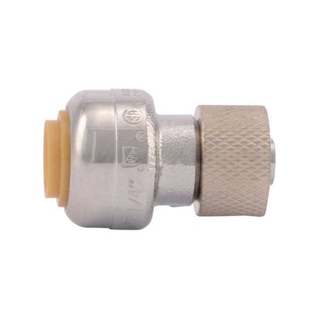 Push-Fit Adapter Fitting, 1/4 in x 3/8 in Tube Size, Brass, Brass MPN:U3523LF