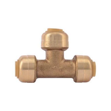 Push-Fit Tee Fitting, 1/4 in Tube Size, DZR Brass, Brass MPN:U358LF