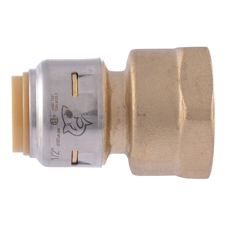 Push-Fit Coupling Fitting, Straight, Brass, 1/2 in, FNPT 1/2 in MPN:UR068