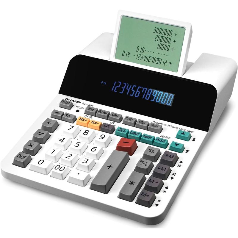 Sharp EL-1901 Digital Printing Calculator, White MPN:EL-1901