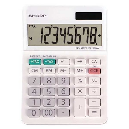 Desktop Calculator, LCD, 8 Display Digits MPN:EL-310WB