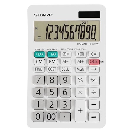 Desktop Calculator, LCD, 10 Display Digits MPN:EL-330WB