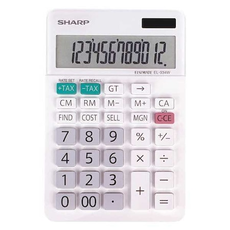 Desktop Calculator, LCD, 12 Display Digits MPN:EL-334W