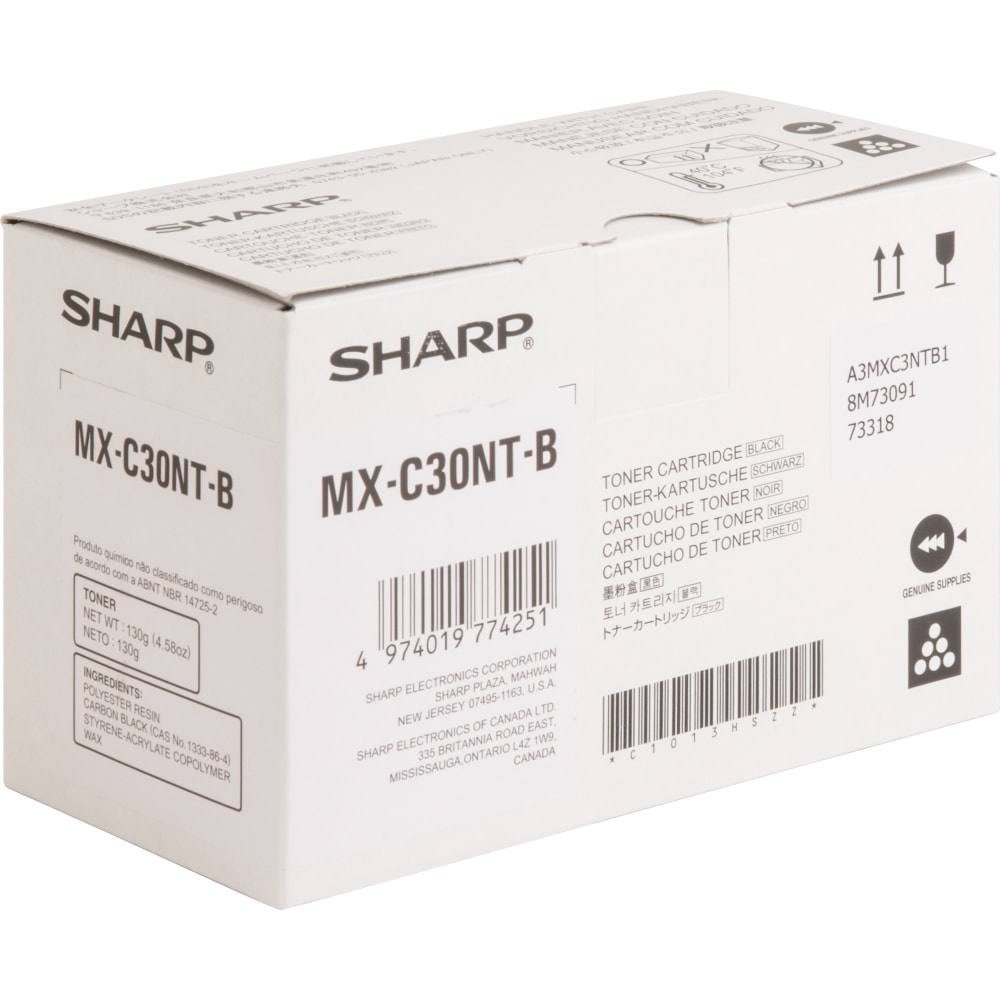 Sharp Original High Yield Laser Toner Cartridge - Black - 1 Each - 6000 Pages (Min Order Qty 3) MPN:MXC30NTB