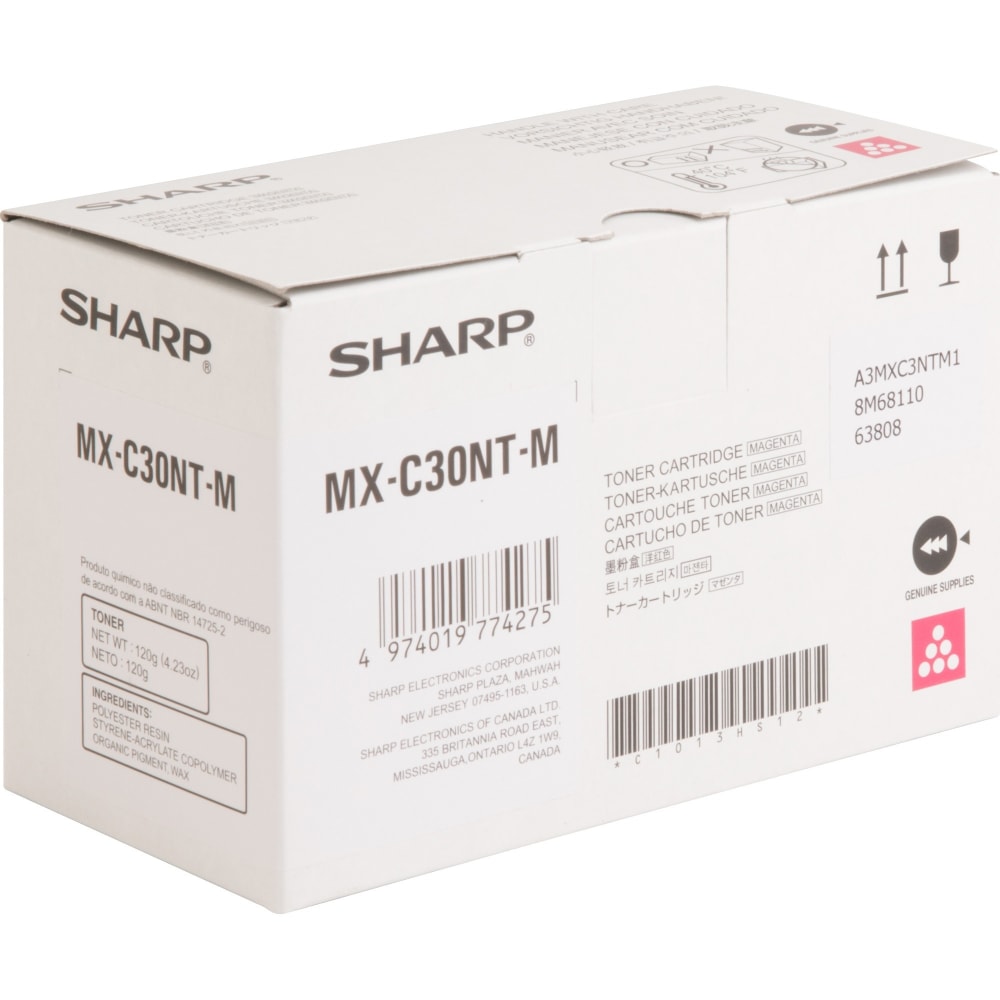 Sharp Original High Yield Laser Toner Cartridge - Magenta - 1 Each - 6000 Pages MPN:MXC30NTM