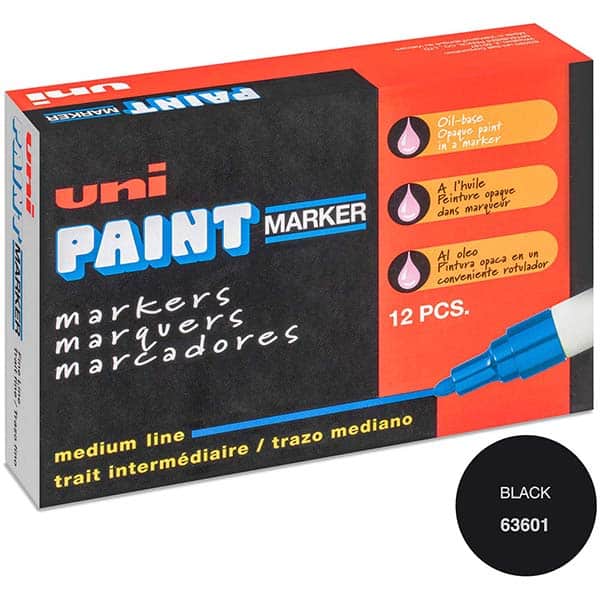 Paint Pen Marker: Black, Oil-Based, Bullet Point MPN:63601X24