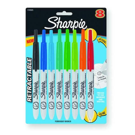 Permanent Marker Set, Assorted Colors, Ultra Fine Tip, Capped, 8 PK MPN:1742025