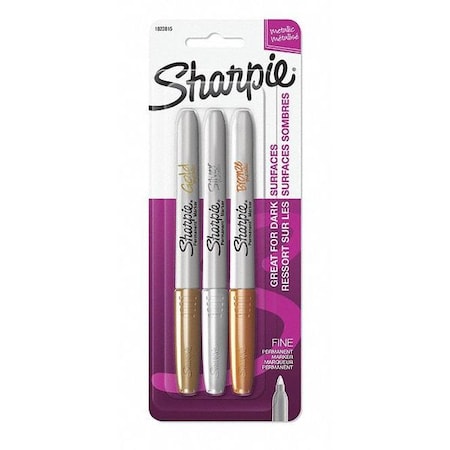 Gold, Silver, Bronze Metallic Permanent Markers, 3 PK MPN:1823815