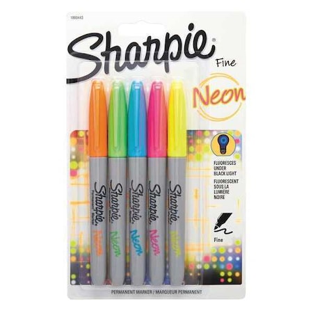 Neon Blue, Neon Green, Neon Orange, Neon Pink, Neon Yellow Marker Set, 5 PK MPN:1860443