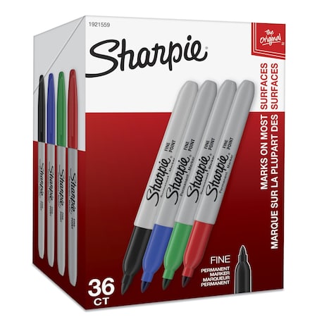 Permanent Marker, Fine Tip, Capped, 36 PK MPN:1921559