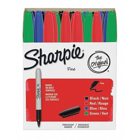 Black, Blue, Green, Red Pen-style Permanent Marker, 36 PK MPN:1921559