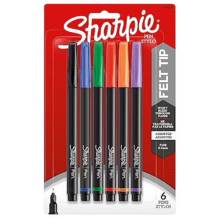 Stick Permanent Pen Set, Fine 0.5 mm, Assorted PK6 MPN:1976527