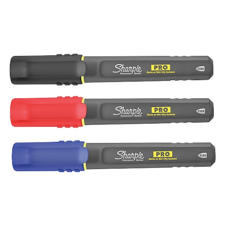 Permanent Marker Set, Black, Blue, Red, Fine Tip, 4 PK MPN:2018324