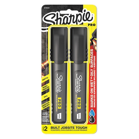 Permanent Marker Set, Black, Chisel Tip, 2 PK MPN:2018330