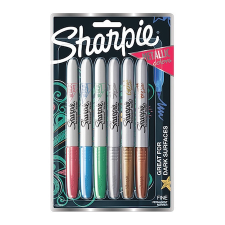 Permanent Marker Set, Bronze, Gold, Emerald, Ruby, Sapphire, Silver, Fine Tip, 6 PK MPN:2029678