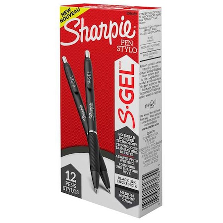 S-Gel Pen, Medium 0.7mm, Black, PK12 MPN:2096159