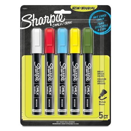 Chalk Dry Erase Marker, Assorted, PK5 MPN:2103011