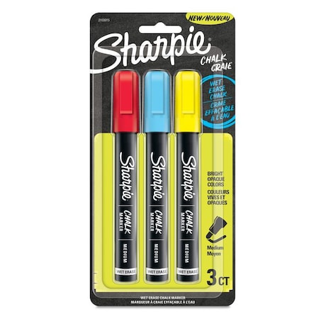 Chalk Dry Erase Marker, Ylw/Red/Blue, PK3 MPN:2103015