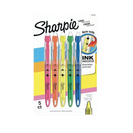 Liquid Highlighter Set, Chisel Tip Fluorescent Colors PK5 MPN:24575PP