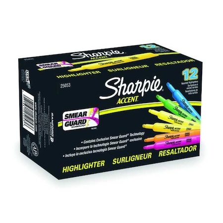 Smear Guard Highlighter Set, Chisel Tip Fluorescent Colors PK12 MPN:25053