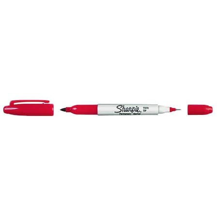 Permanent Marker, Red, Twin Tip, 12 PK MPN:32002