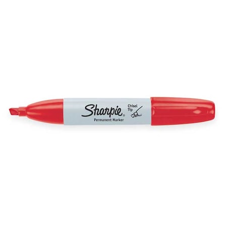 Permanent Marker, Red, Chisel Tip, Capped, 12 PK MPN:38202