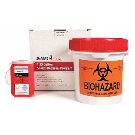 Sharps Container, 2 gal., Red, Snap Lid MPN:SA125G-2