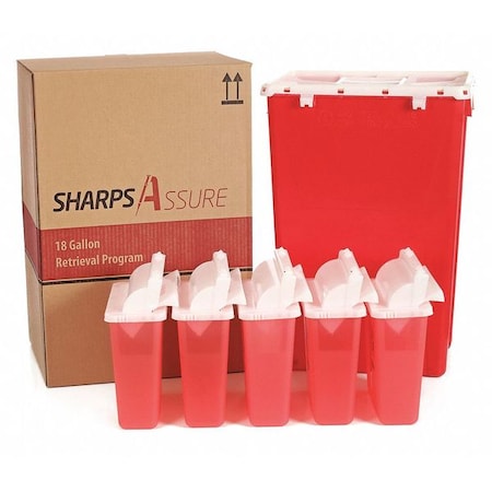 Sharps Container, 1-1/4 gal., Red, Snap Lid MPN:SA18GU-5