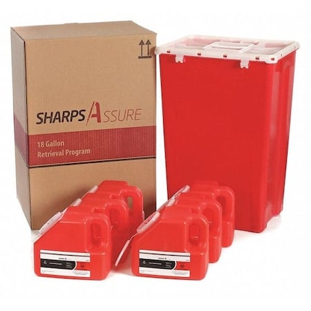 Sharps Container, 1-1/4 gal., Red, Snap Lid MPN:SA18GU-6