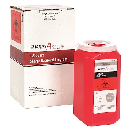 Sharps Container, 1/4 gal., Red, Snap Lid MPN:SA1Q