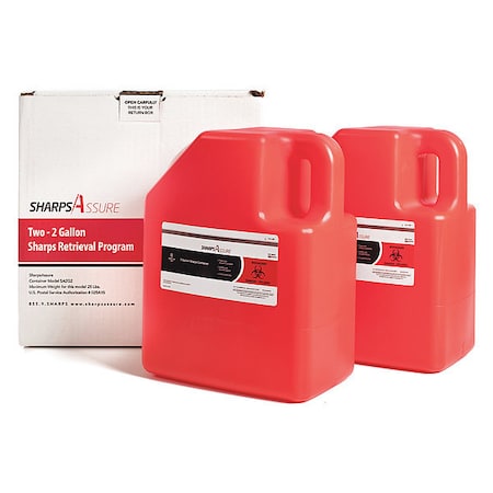 Sharps Container, 28 gal., Red, Snap Lid MPN:SA2-2G