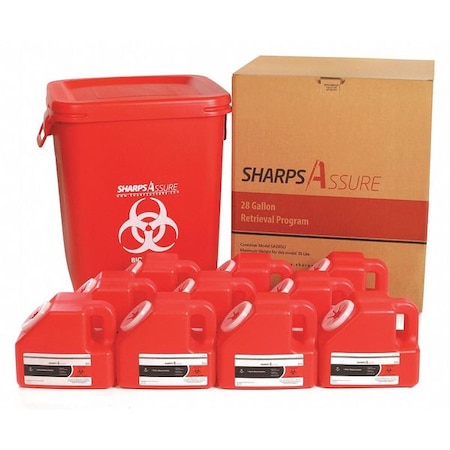 Sharps Container, 1-1/4 gal., Red, Snap Lid MPN:SA28GU-1G