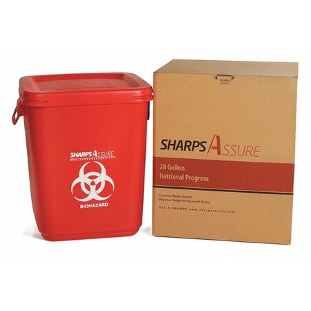 Sharps Container, 1-1/4 gal., Red, Snap Lid MPN:SA28GU