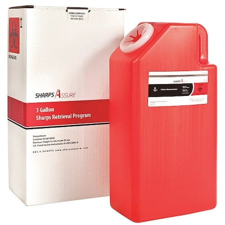 Sharps Container, 28 gal., Red, Snap Lid MPN:SA3G