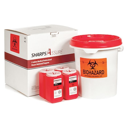 Sharps Container, 3/8 gal., Red, Snap Lid MPN:SA5G-4