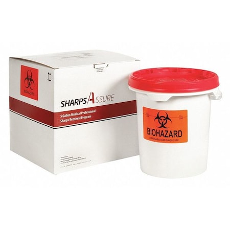 Sharps Container, 3/8 gal., Red, Snap Lid MPN:SA5G