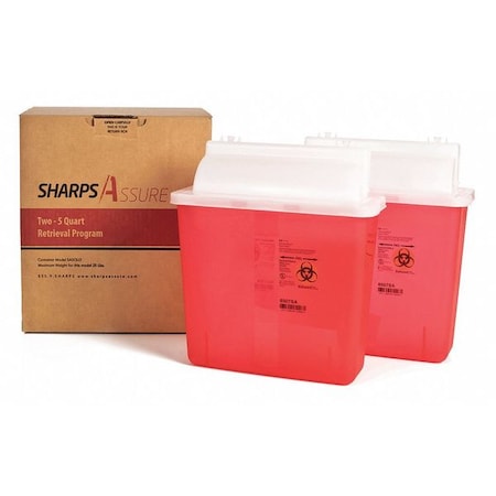 Sharps Container, 3/8 gal., Red, Snap Lid MPN:SA5QU2