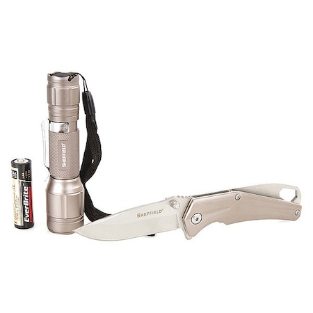 Foldng Knife and LED Flshlght Set, 2 pcs. MPN:12941