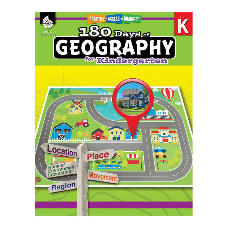 Shell Education 180 Days Of Geography, Kindergarten MPN:28621