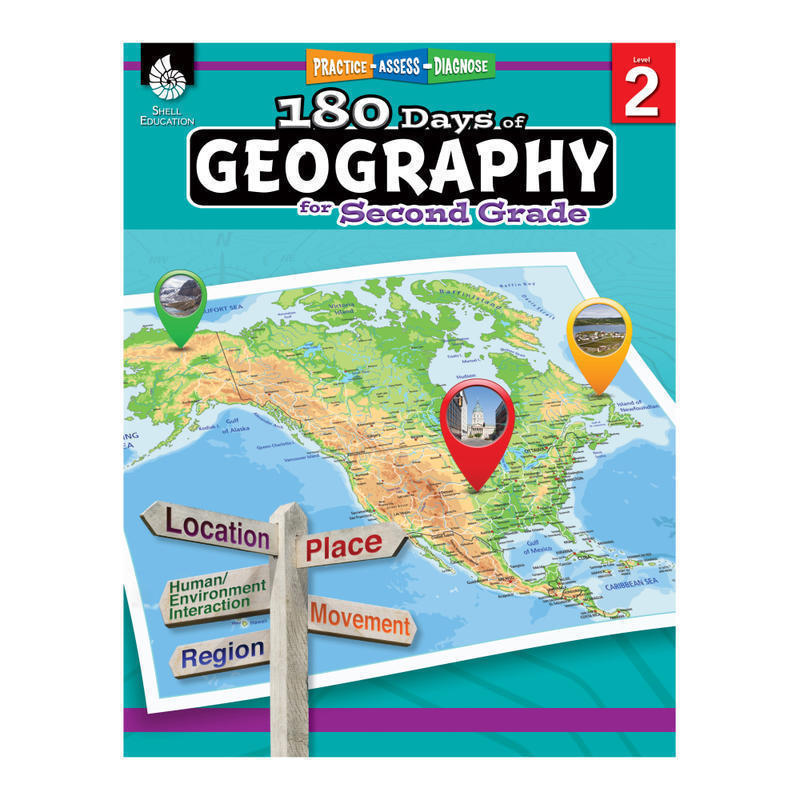 Shell Education 180 Days Of Geography, Grade 2 MPN:28623