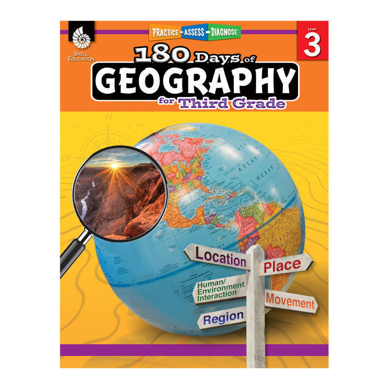 Shell Education 180 Days Of Geography, Grade 3 MPN:28624