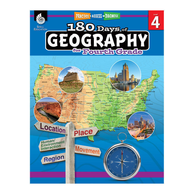 Shell Education 180 Days Of Geography, Grade 4 MPN:28625
