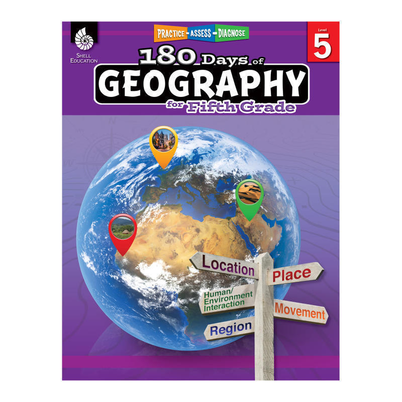 Shell Education 180 Days Of Geography, Grade 5 MPN:28626
