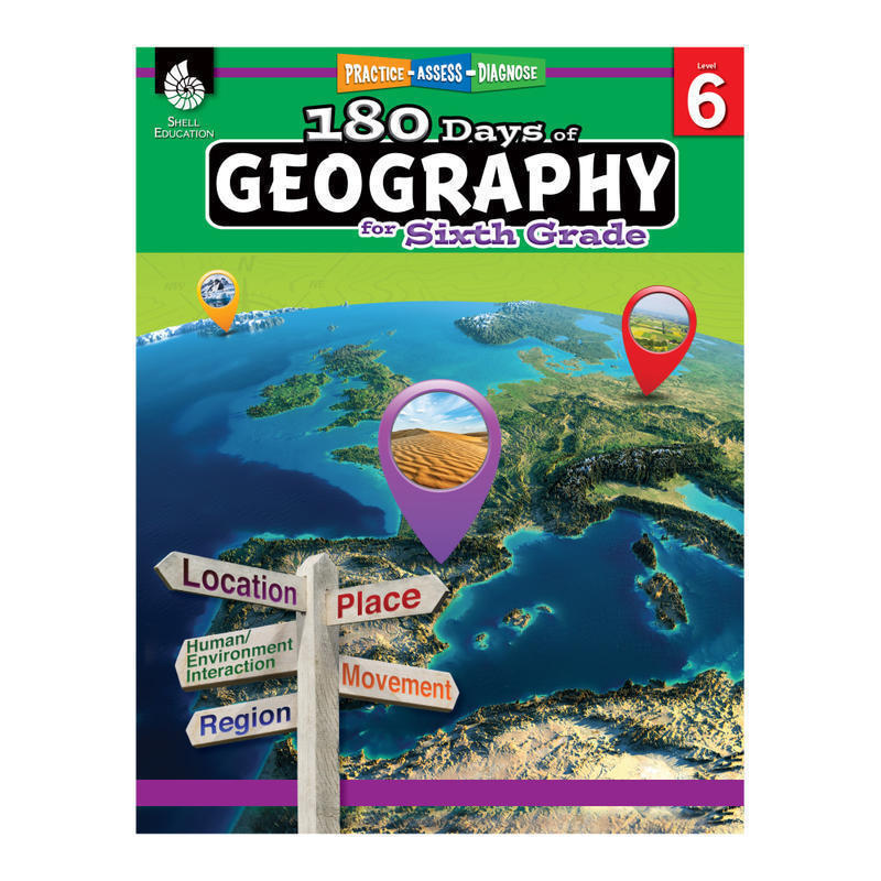 Shell Education 180 Days Of Geography, Grade 6 MPN:28627