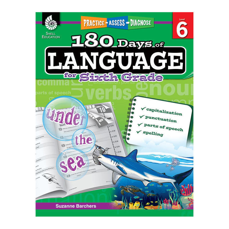 Shell Education 180 Days Of Language Workbook, Grade 6 MPN:51171