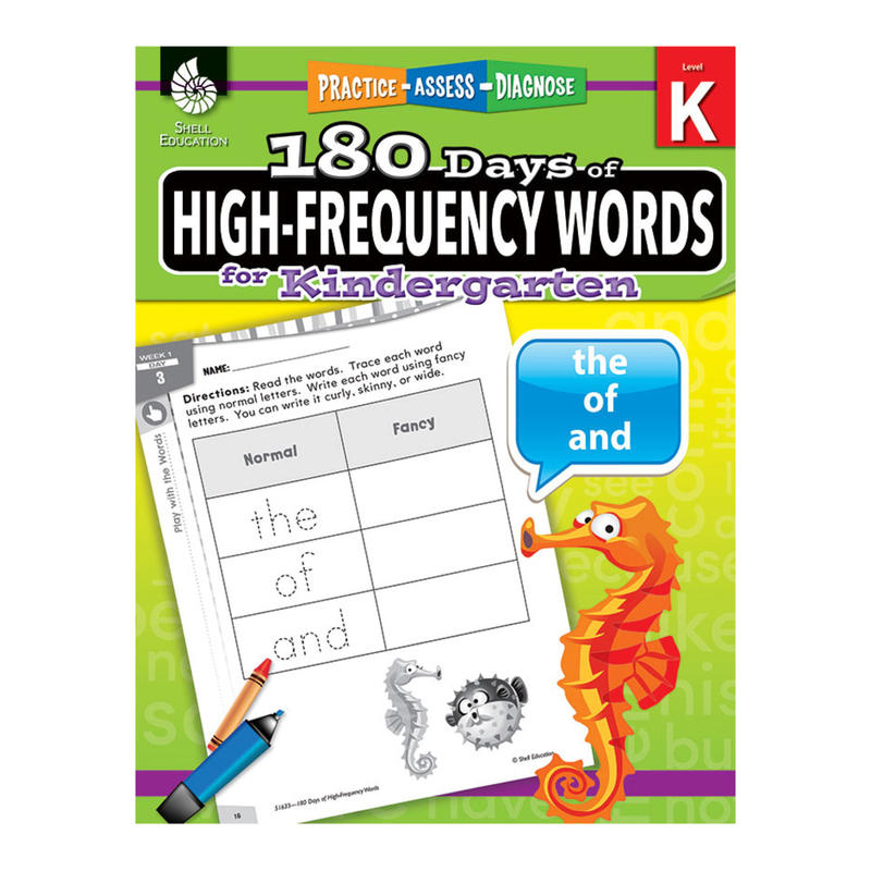 Shell Education 180 Days Of High-Frequency Words, Grade K MPN:51633