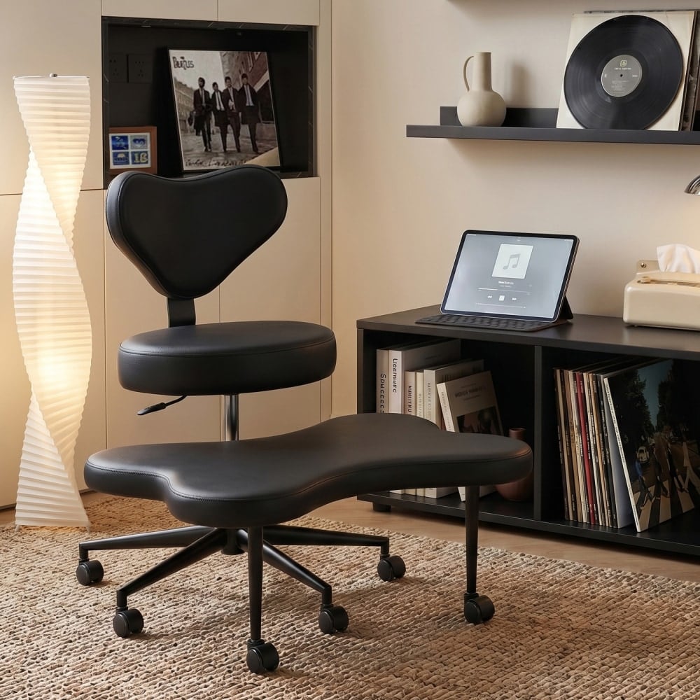 Pinmoco Ergonomic Fabric Mid-Back Cross-Legged Swivel Task Chair, Blue MPN:L501681C-BLPU