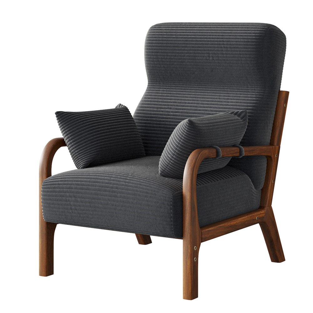 Bestier Fabric Armchair Accent Chair With Mid-Back And 2-Armrest Pillow, Gray MPN:L501466Y-GREY