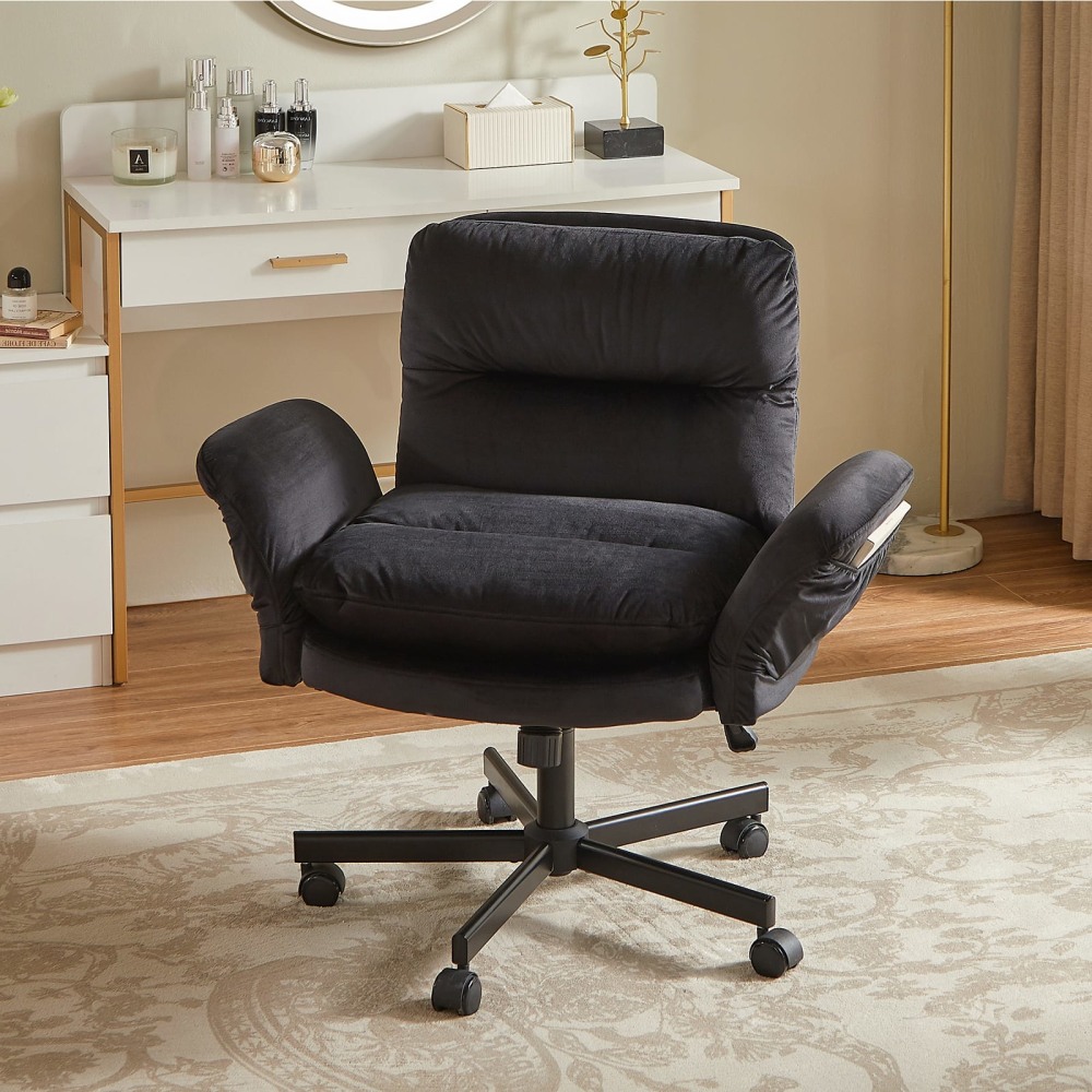 Bestier Ergonomic Velour Mid-Back Swivel Executive Task Chair, Black MPN:H200773A-BLKS