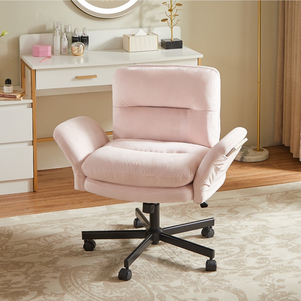 Bestier Ergonomic Velour Mid-Back Swivel Executive Task Chair, Pink MPN:H200773A-PNKS